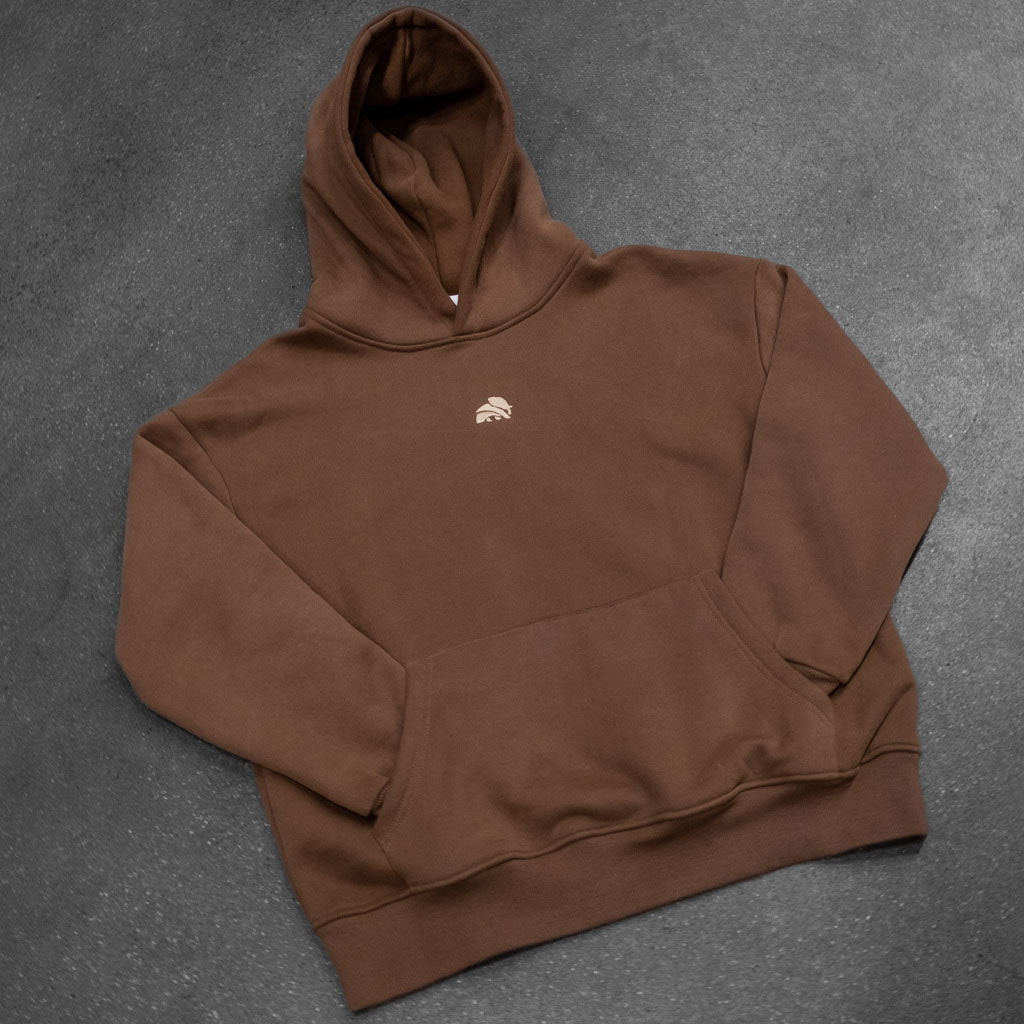 shooting hoodie face collection éléphant, logo brodé, couleur marron